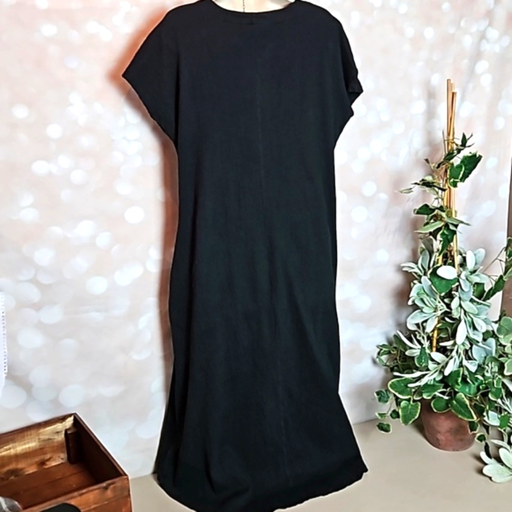 Lands End | Black Cotton Spandex Midi Dress - Picture 4 of 8